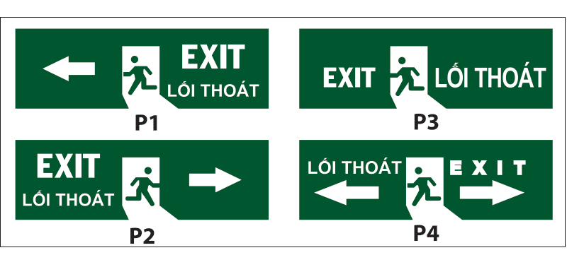 Các loại mặt của đèn Exit thoát hiểm khẩn cấp 2 mặt Paragon PEXK26U