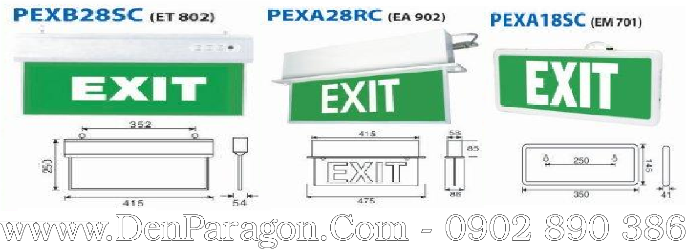 Giá bán lẻ bộ đèn thoát hiểm exit âm trần Paragon PEXA28RC